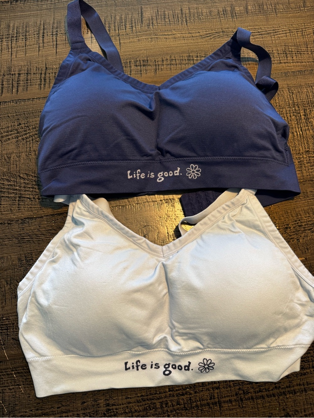 Life Is Good Seamless Bra Set in Navy and Light Blue